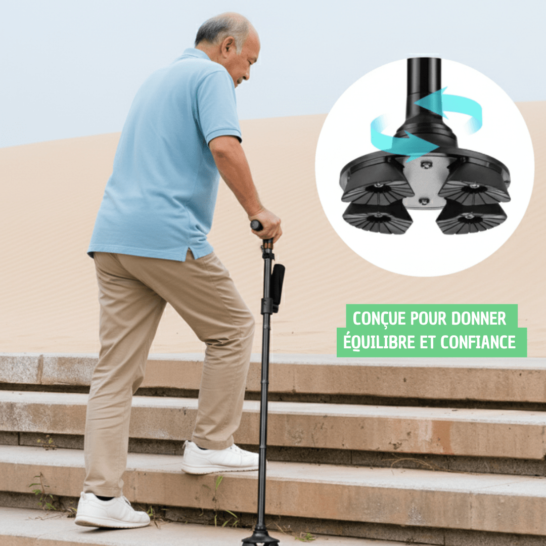 Canne de marche LED avec alarme | SecureStep - Solid Senior