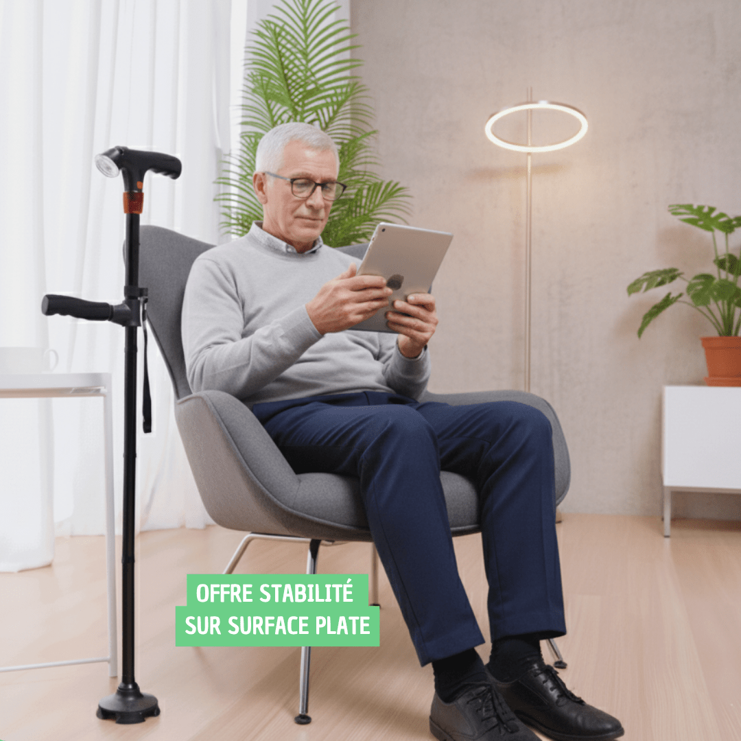 Canne de marche LED avec alarme | SecureStep - Solid Senior