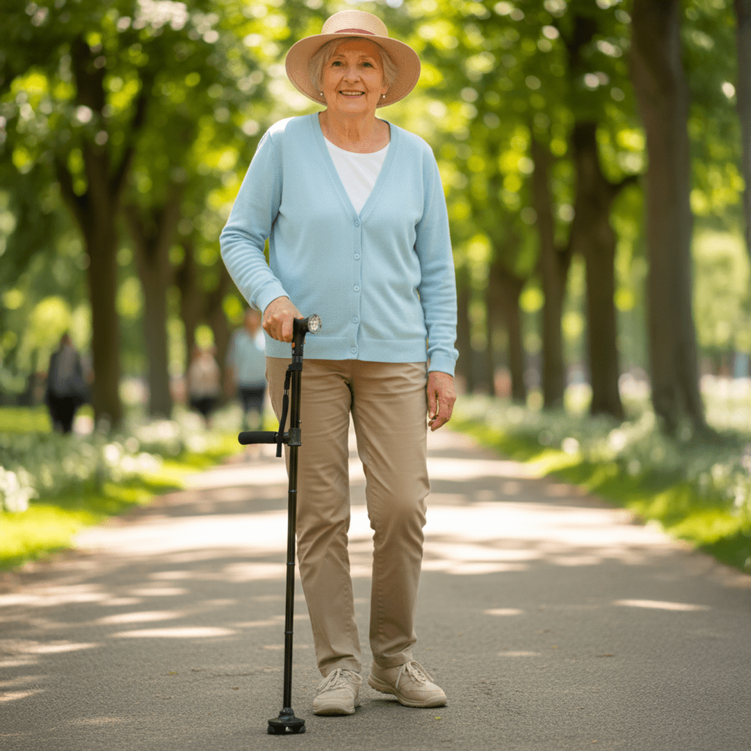 Canne de marche LED avec alarme | SecureStep - Solid Senior